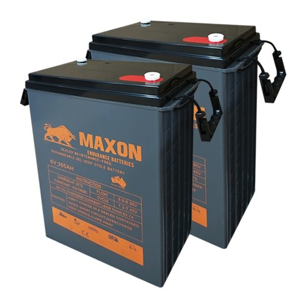 12V 365Ah. 4.38kW Maxon Off Grid Battery Bank Maxon Deep Cycle Batteries